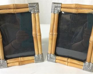 Pair Bamboo & Metal 5x7 Picture Frames