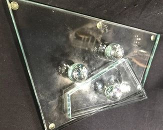 Signed Angular Glass Sculptural Art