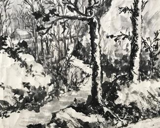 Japanese Ink Wash Painting Landscape