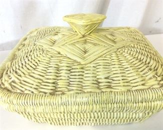 Handmade Ceramic Wicker Basket Vessel, Italy