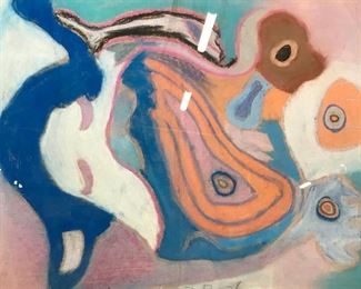 Signed Abstract Chalk Pastel Artwork