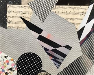 Signed Abstract Mixed Media Collage Helga