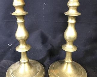 Pair Gold Toned Brass Candlesticks