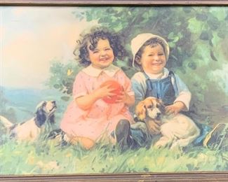 Painted Portrait of Children Playing