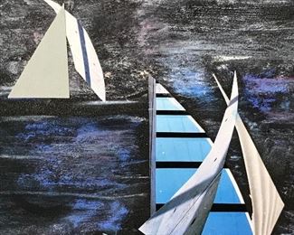 Signed Mixed Media Collage Helga Brinitzer