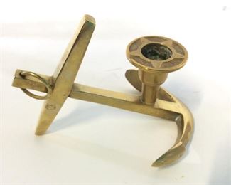 Nautical Brass Anchor Candle Holder, Vintage