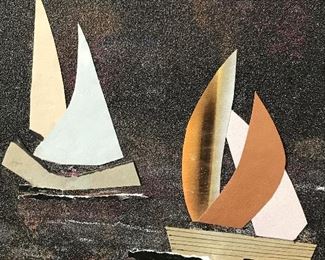 Signed Mixed Media Collage Helga Brinitzer
