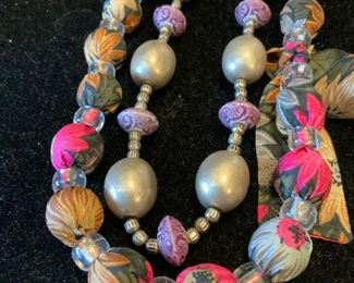 Lot 2 Pink and clear, purple and Silver Necklaces