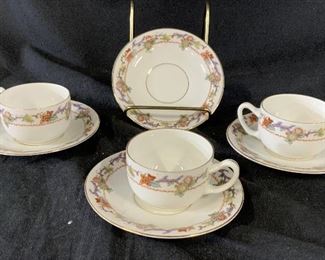 Set 7 Antique Demitasse Cups and Saucers