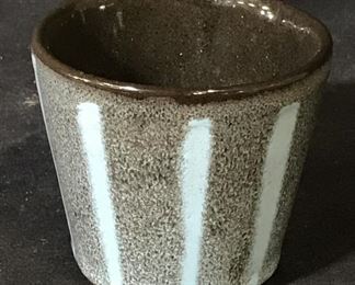 Signed Striped Ceramic Vessel