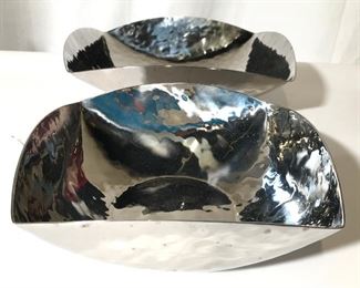 Set 2 MJ Silver Toned Centerpiece Bowls