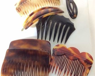 Set 6 Tooth Hair Combs, Barrette, France