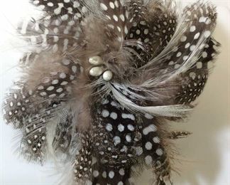 Natural Spotted Feather Brooch Pin