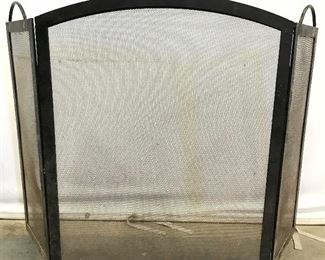 Vintage Black Toned Folding Metal Fireplace Screen