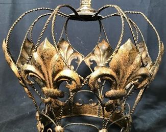 Fleur De Lis Gold Toned Decorative Metal Crown