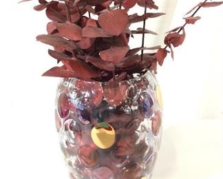 Decorative Orb Design Glass Vase RED Eucalyptus