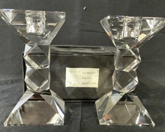 Boxed Pair Oleg Cassini Crystal Candle Sticks