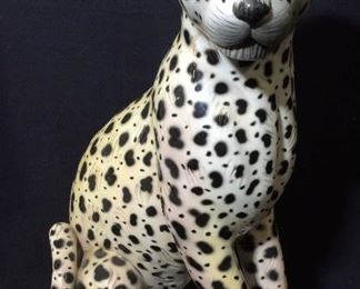 Hand Painted Ceramic Leopard Sculpture, Italy