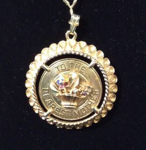 Gold Tone ‘Dearest Mother’ Medallion Pendant