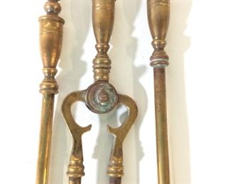 Vintage Brass tnd Fireplace Tools Kit, 5 pcs
