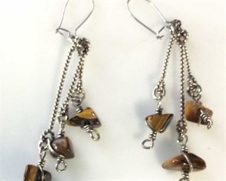 Tigers Eye Beaded Dangle Earrings