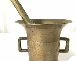 Antique Gold Toned Brass Mortar & Pestle