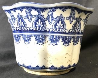 Vintage Blue & White Asian Porcelain Planter