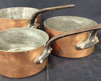 Collectibles Set 3 Villedieu Copper Iron Pots