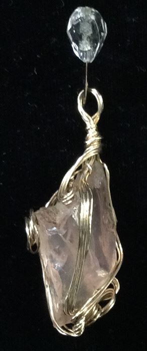Arts & Crafts Wire Wrapped Costume Stone Pendant
