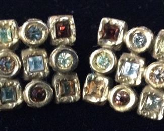 Signed PATRICIA LOCKE Crystal Earrings, Ear Clips