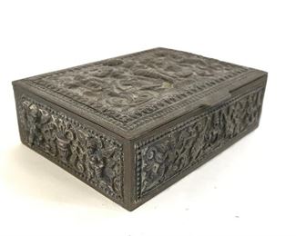 Antique Intricately Detailed Metal Keepsake Box