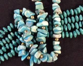 Lot 2 Turquoise Stone Beaded Necklaces