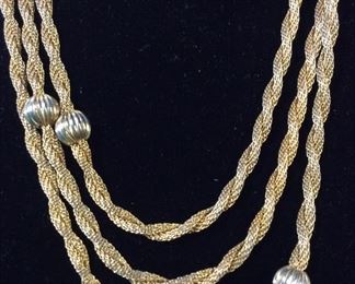 Twisted Gold Tone Mesh Opera Chain