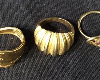 Lot 3 Gold Toned Fashion Rings