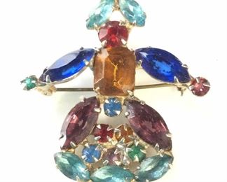 Vintage Arts & Crafts Rhinestone Figural Brooch