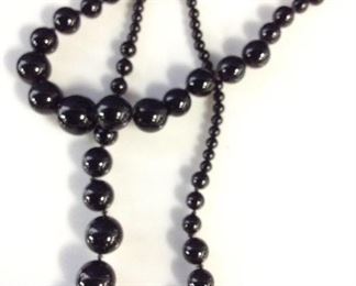 1920s Style Opera Length Onyx Bead Necklace
