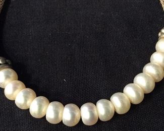 Deco Style Beaded Mesh silver Tnd Tube Necklace