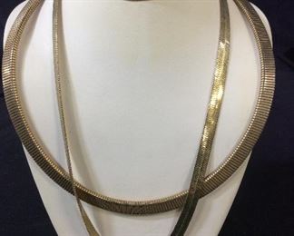 Lot 2 Wide Gold Tone Bone Chain Chokers