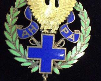 Vintage Eagle Laurel Wreath Metal Badge 14K