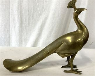 intage Brass tnd Peacock Statue