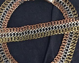 Jewelry Set TAXCO TriColor Woven Metal Link, 2 pc
