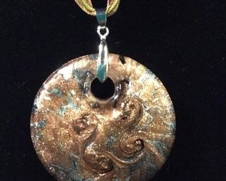 Glitter Art Glass Pendant Necklace