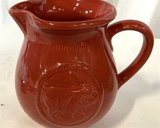 Red Pig Motif Ceramic Pithcer, Vessel