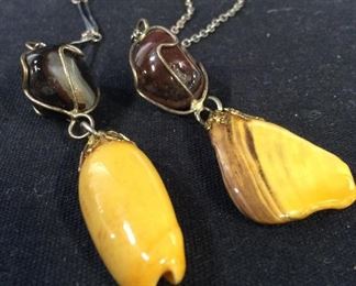 Mixed Materiel Artisan Chain Necklaces, 2 pcs