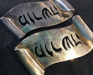 Silver Toned Judaica Brooch Pins, Pair