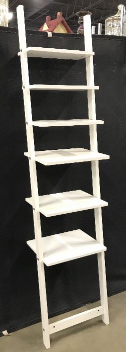 Leaning White Toned Ladder Shelf