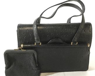 Black Faux Leather Hand Bag and Coin Purse