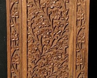 Floral Wood Carving Plaque Decor