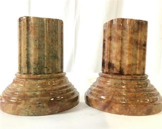 GENUINE ALABASTER Column Base Bookends, Italy
