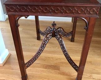 $175 Ethan Allen  rectangle side table with ornate detail